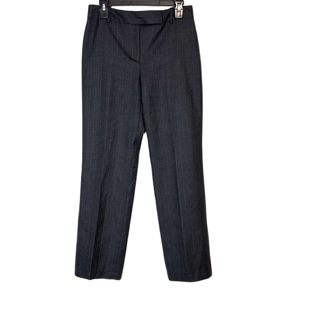 Ann Taylor womens gray pin stripe low rise trousers wool blend mid rise 2000s